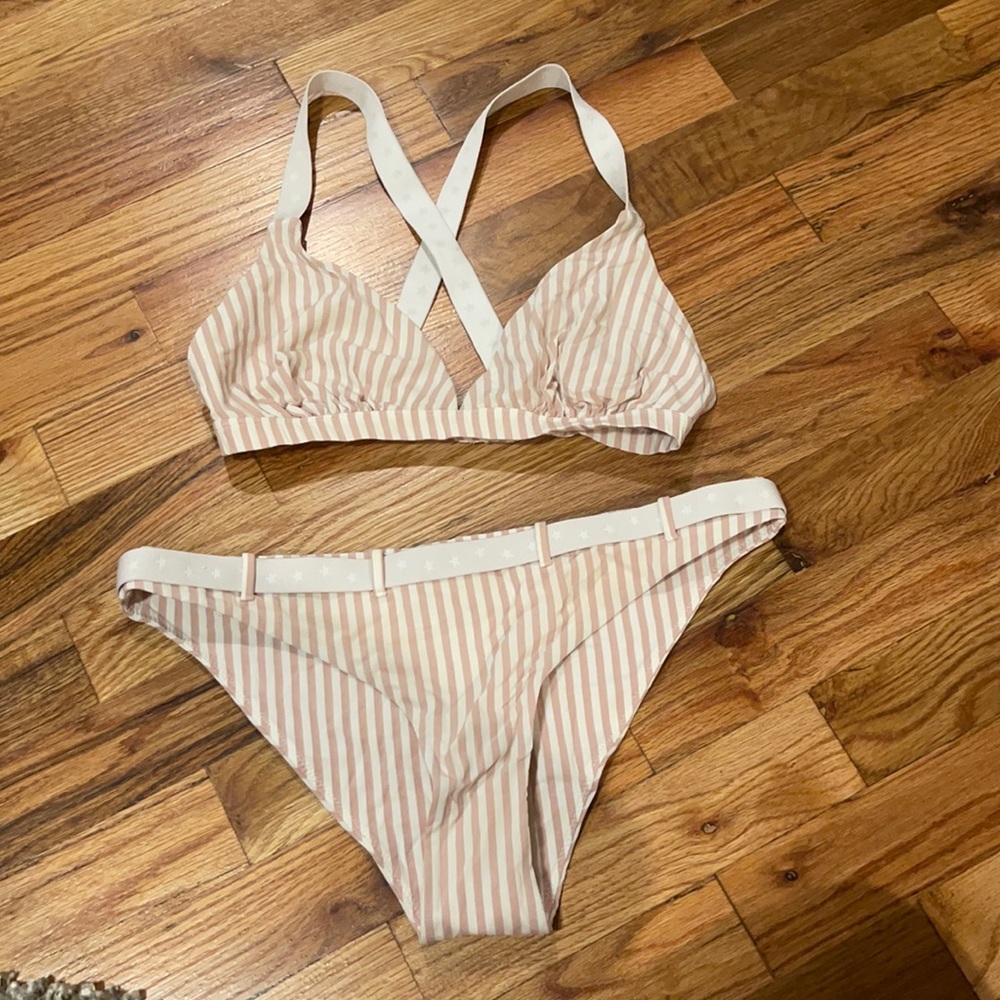 Pink + White Bikini With Stars